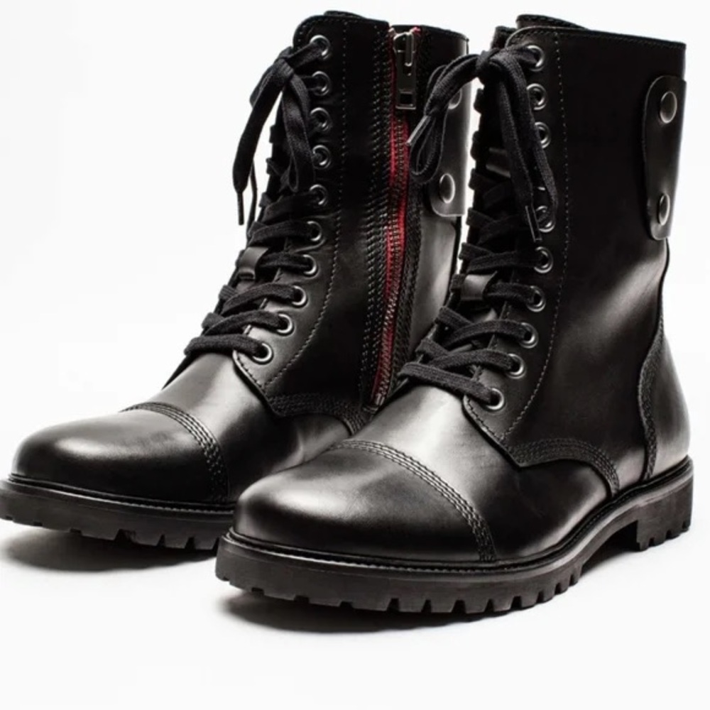 Zadig & Voltaire Black Leather Joe Combat Boots